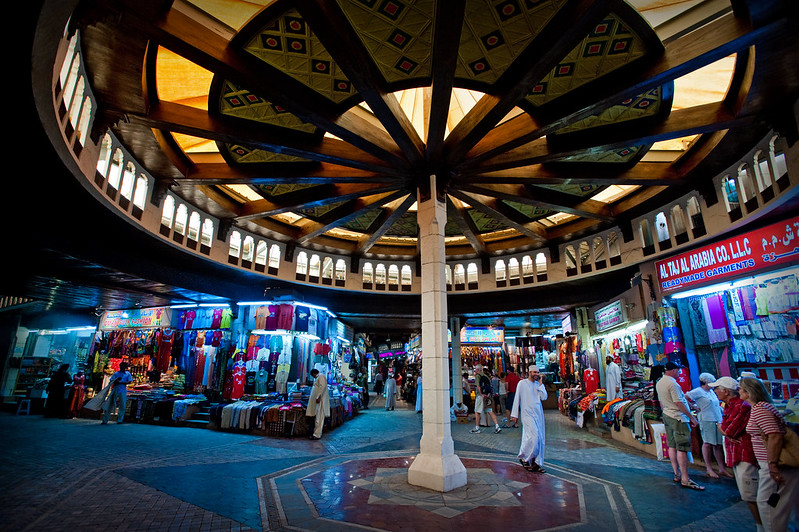 Traditional Omani wedding chest at Mutrah Souq” or “Entrance to Mutrah Souq on Mutrah Corniche